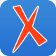 The application logo for XML Editor which has a primary-blue color background with a large primary-red 'X' in the middle.