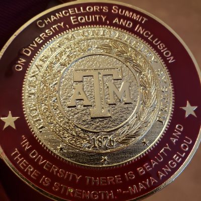Close up of Srividya Ramasubramanian's chancellor's summit medal