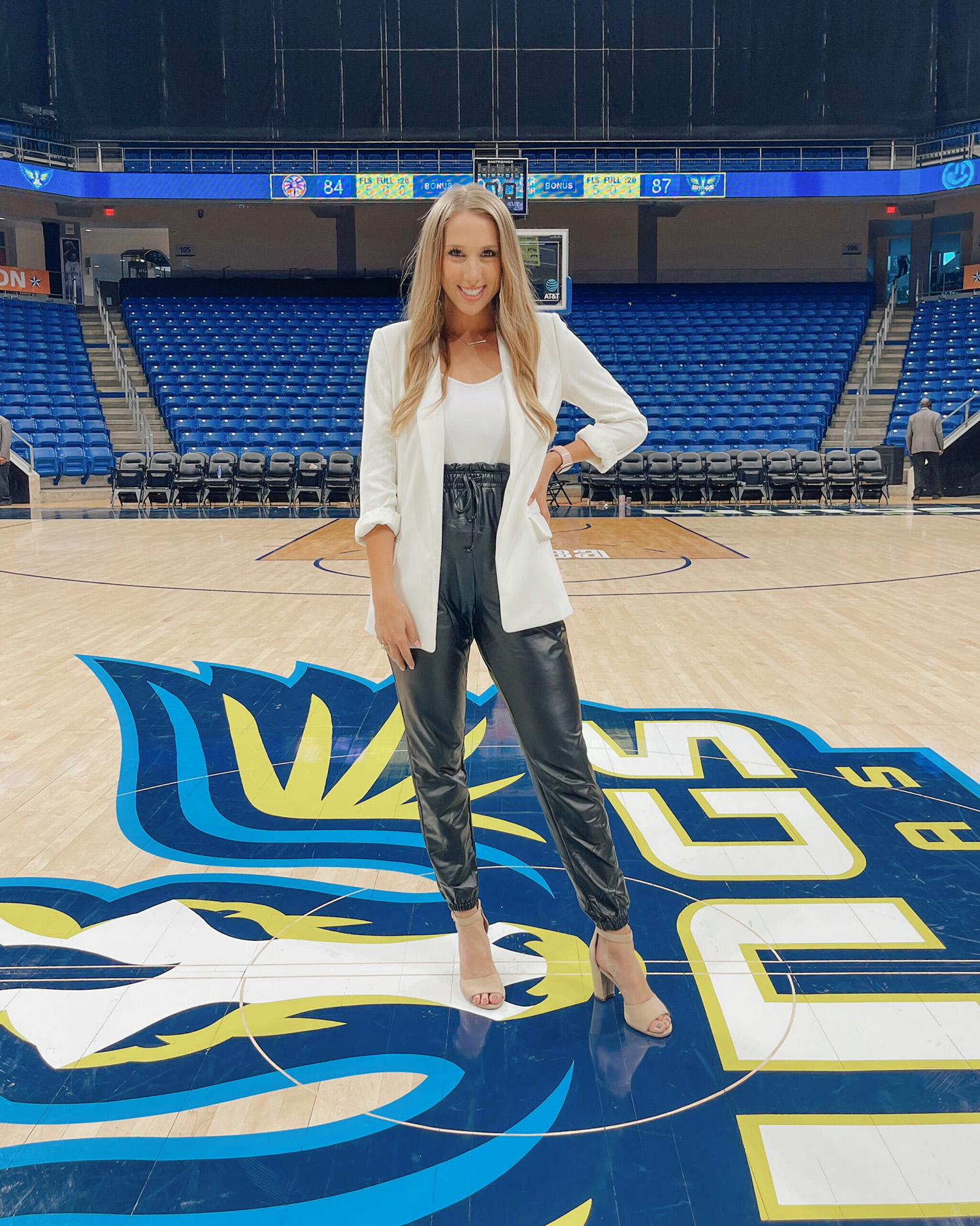 Lia Musgrave ‘19, stands on the floor of the Dallas Wings organization