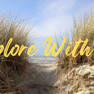 Explore with us banner with beach dunes background
