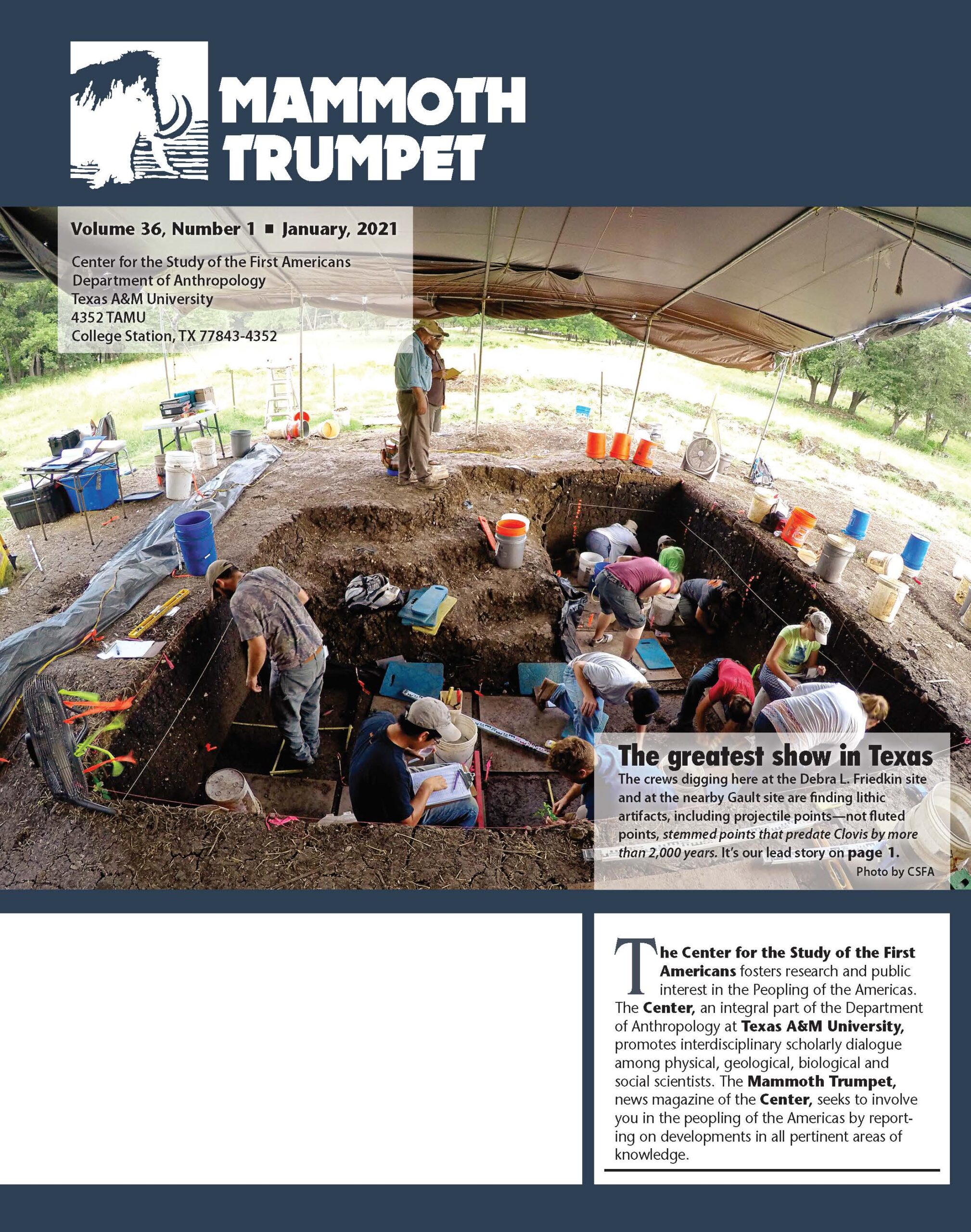 Cover of Mammoth Trumpet January 2021 issue