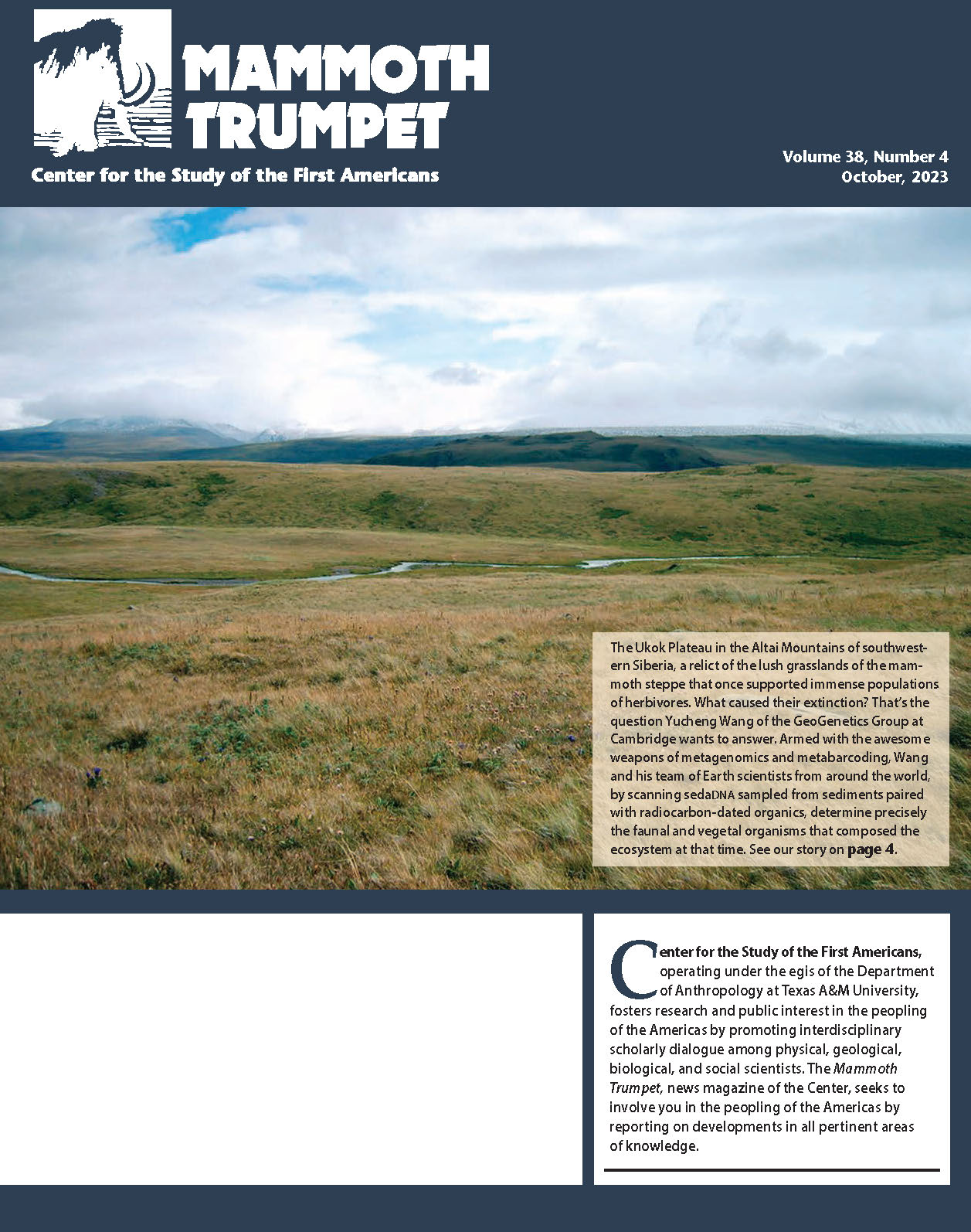 October cover photo featuring the Ukok Plateau grasslands of Southwestern Siberia.