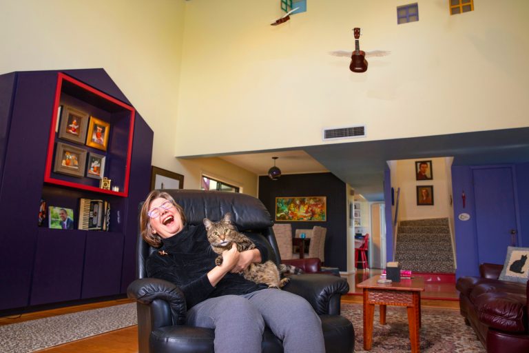 Kathi Appelt and her cat Ace