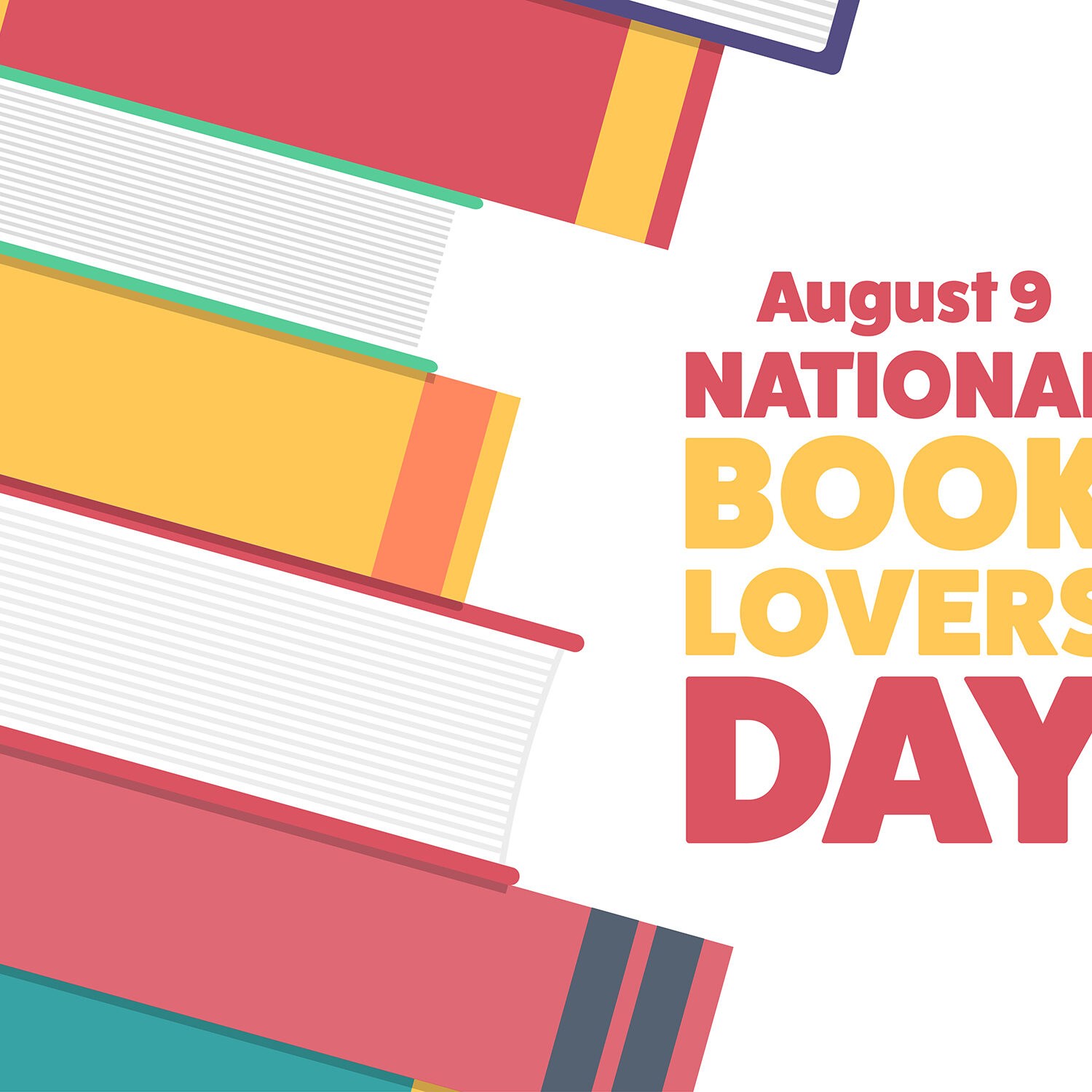 National Book Lovers Day. August 9. Holiday concept. Template for background, banner, card, poster with text inscription. Vector EPS10 illustration