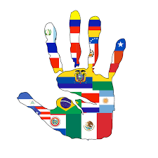 Handprint of national flags