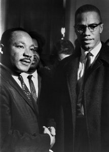 Historic image of Malcolm X and Martin Luther King Jr