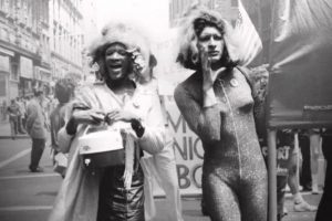 Marsha P. Johnson (left) and Sylvia Rivera march in NYC in 1973.