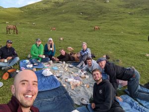 ROTC cadets on a picnic while studying Russian in Kyrgyzstan 2022