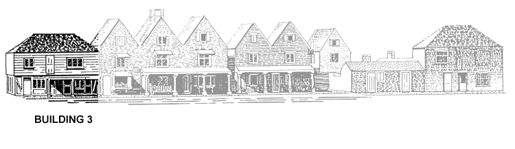 drawing of the row of five buildings with building three highlighted