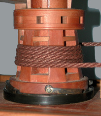 Trundlehead with pawls in pawl ring. The pawls served as ratchets to prevent the capstan from surging backwards under pressure.