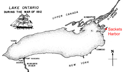 map of Lake Ontario durin gthe war of 1812