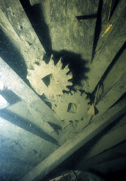 	Also found in the wreck were numerous clues to the ferry’s career. For example we found three gear wheels in the bow. They were thought to be spare wheels, but...
