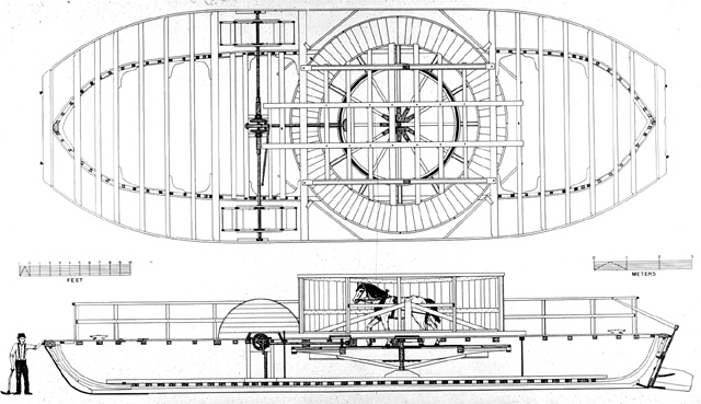 The deck construction and interior profile of the Burlington Bay horse ferry.