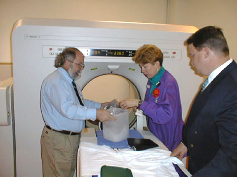 Preparing the skull for a CT scan