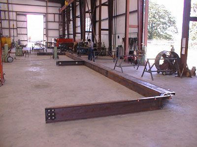 One side of the lifting frame is being welded together in the Dynacon, Inc. shop in Bryan, Texas.

