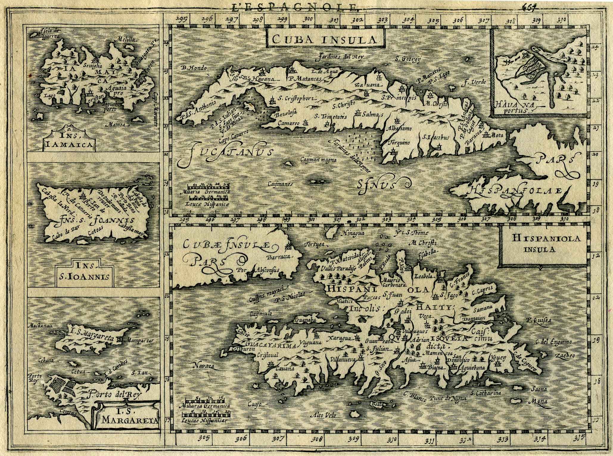 Mercator's Map of the Caribbean from Atlas Minor, 1631