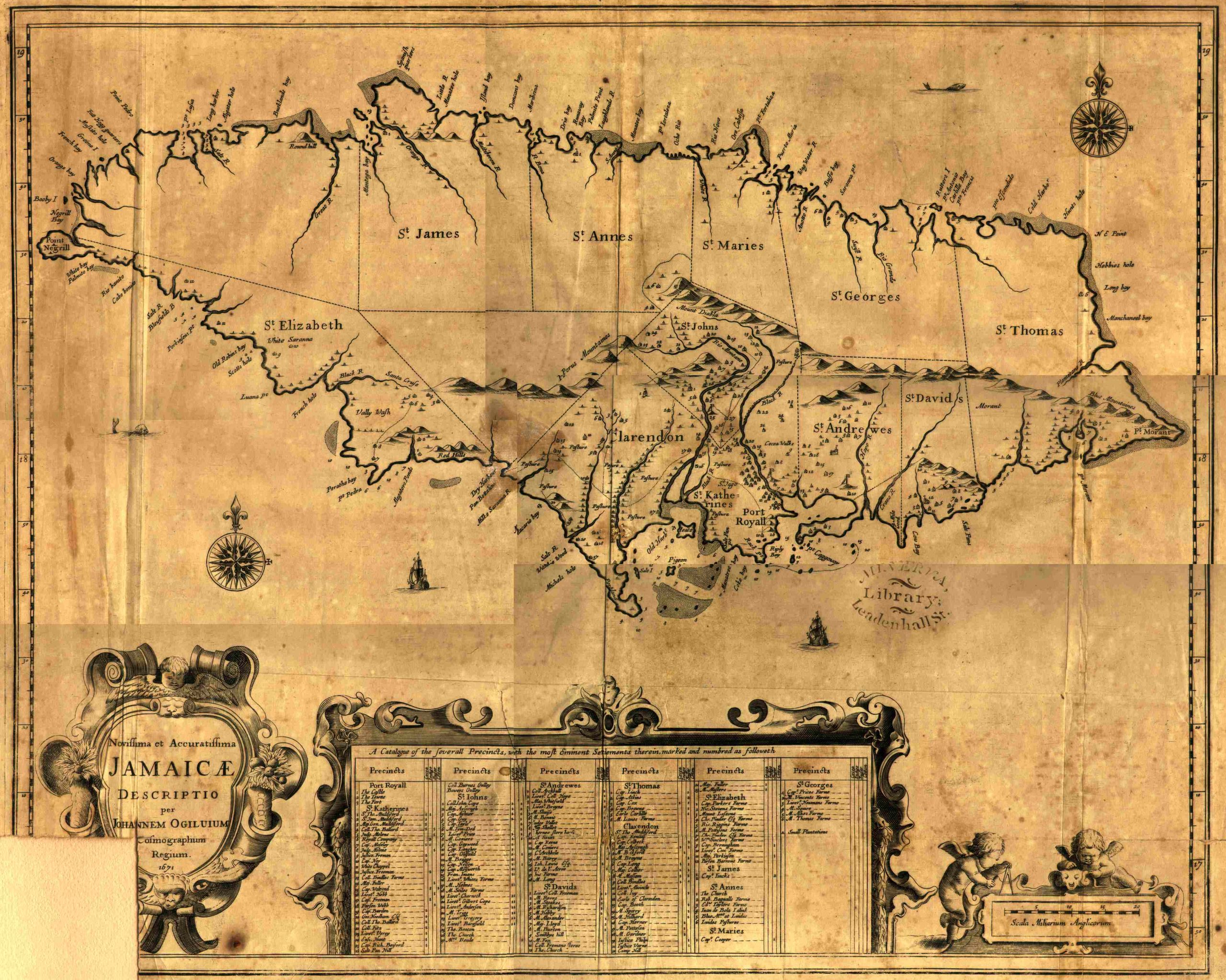 Ogilby Map of Jamaica, 1671