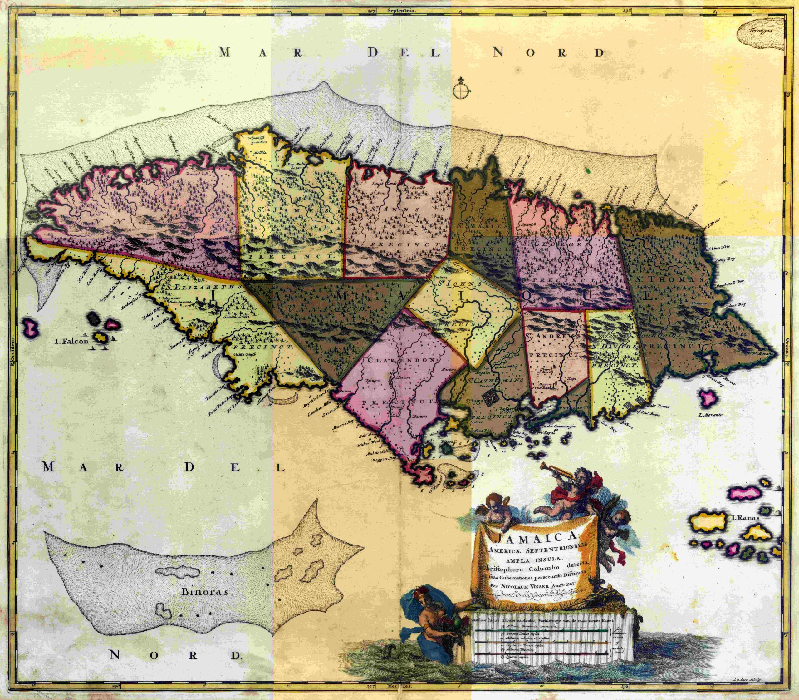 Visscher's 1680 Map of Jamaica