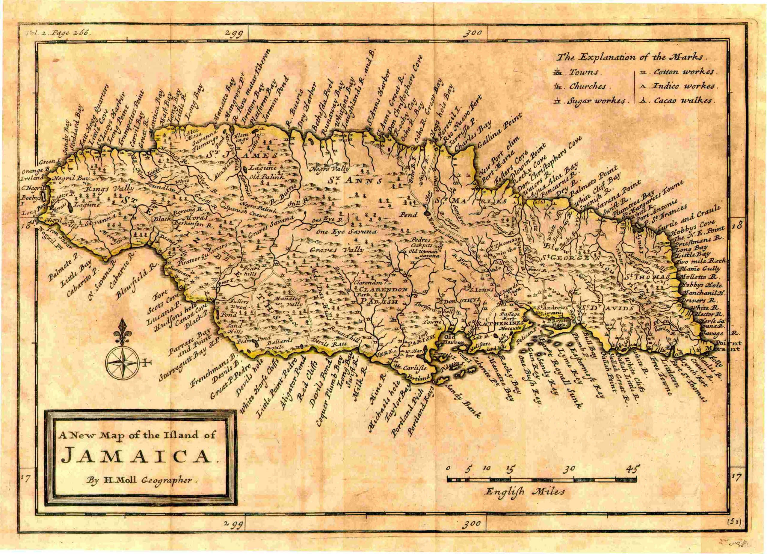 Moll's 1717 Map of Jamaica