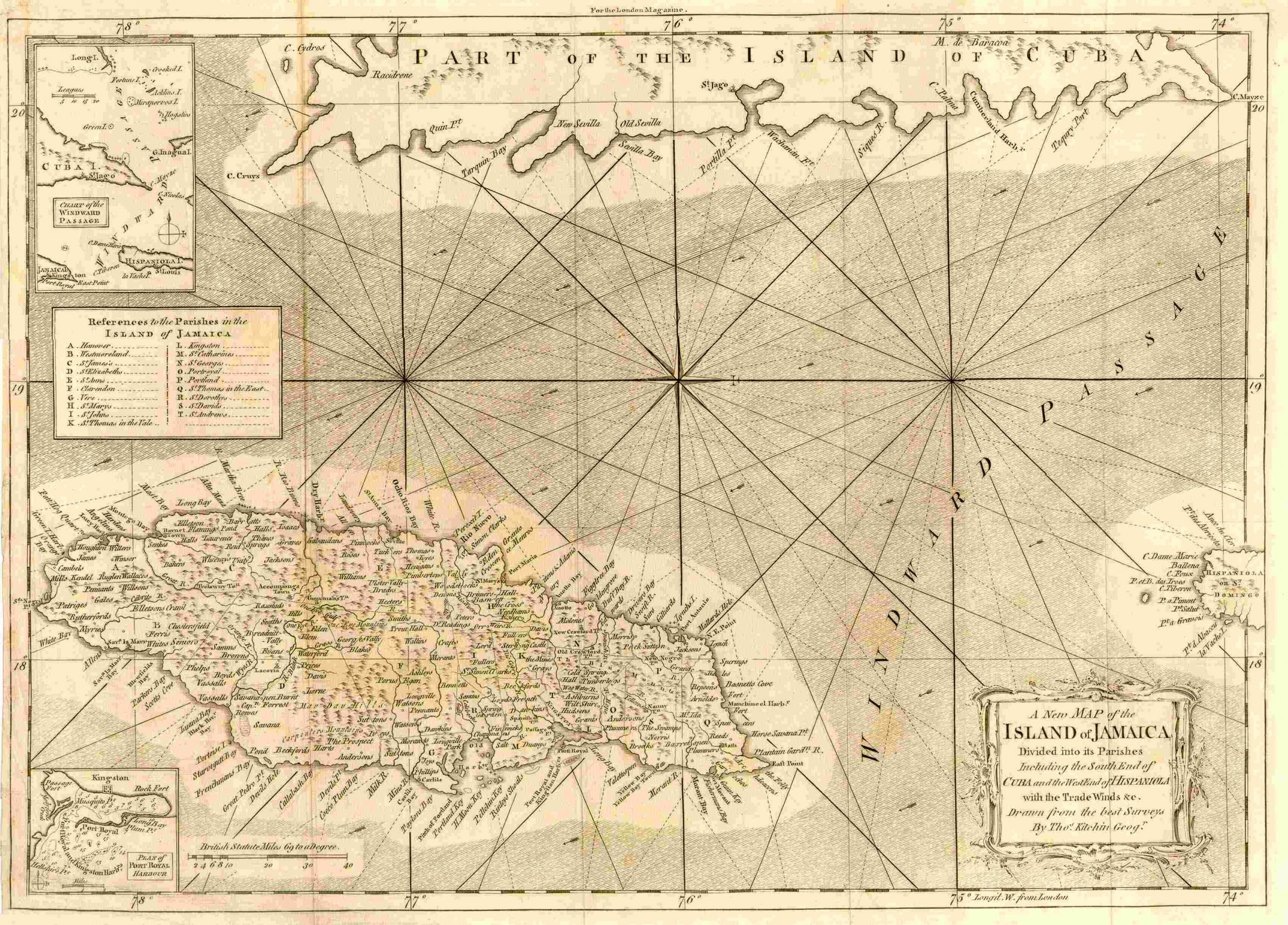 Kitchen's New Map of Jamaica 1765