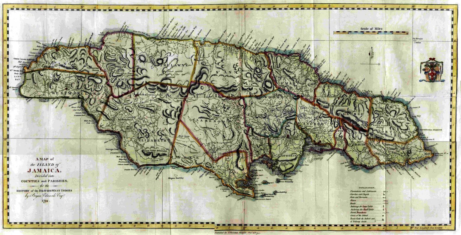 Edwards A Map Of The Island Of Jamaica 1794 Nautical Archaeology Program