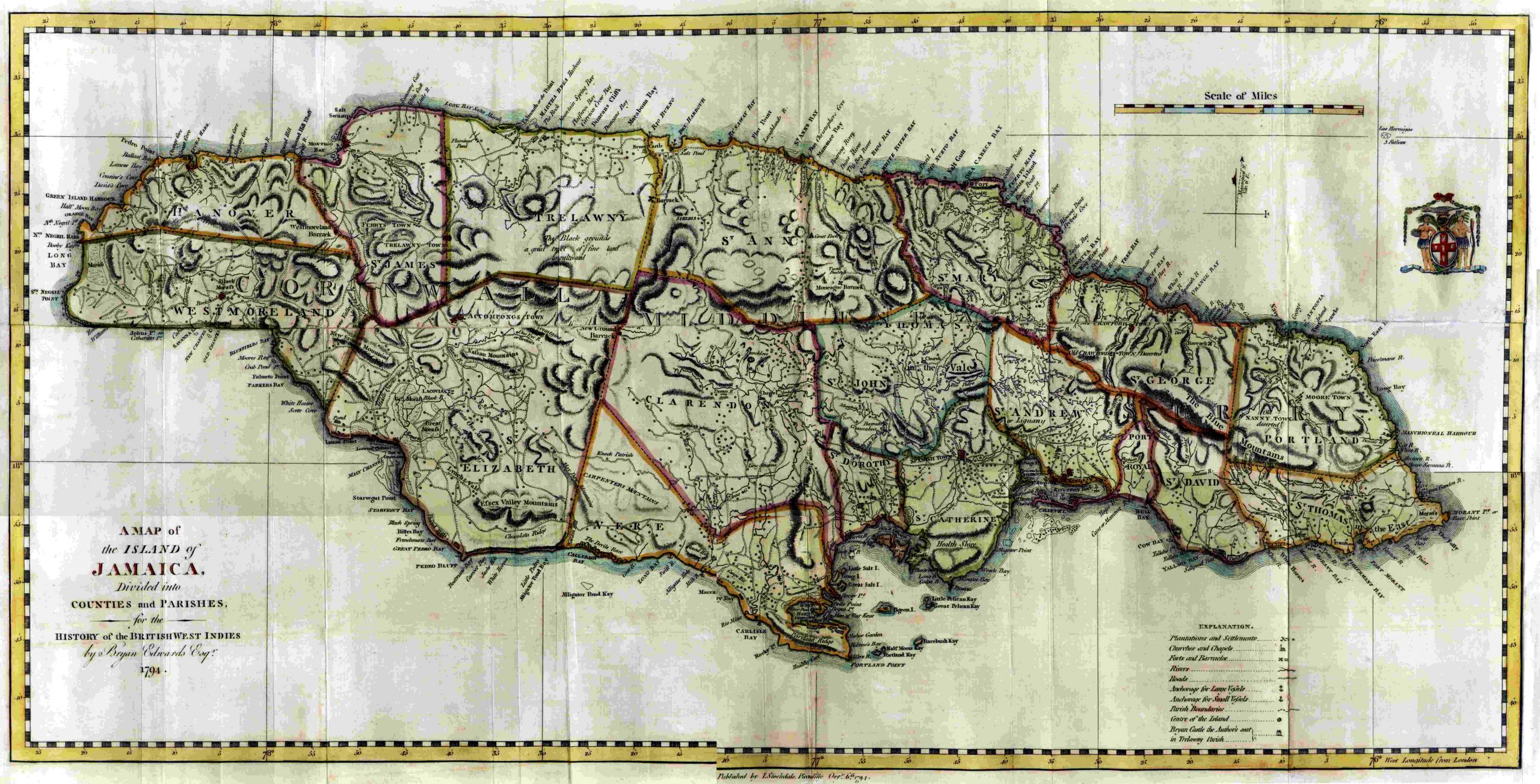 Edwards' Map of the Island of Jamaica 1794