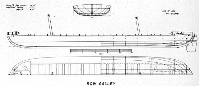 drawing of a row galley