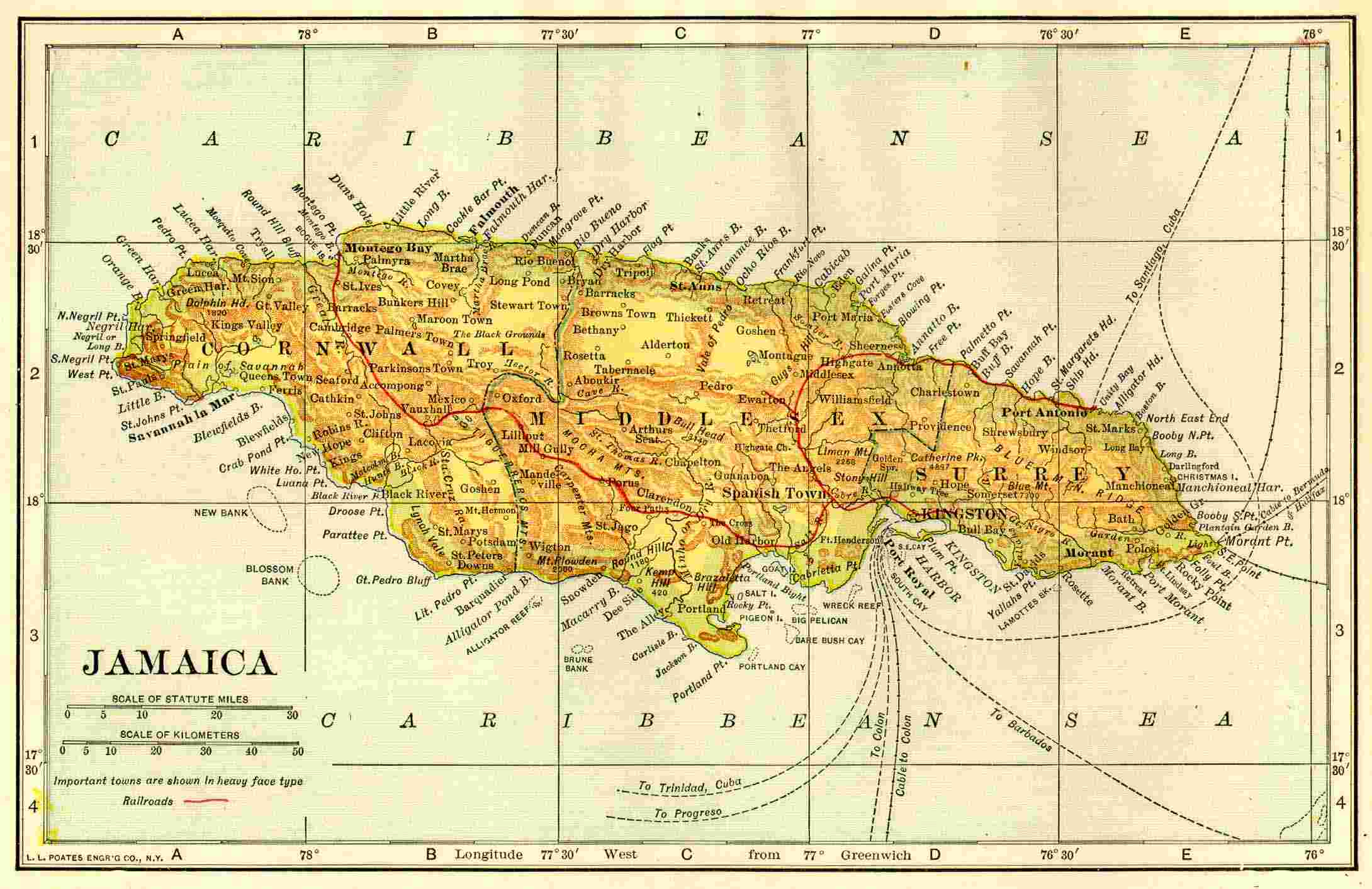 Dodd, Mead and Company map of Jamaica 1903