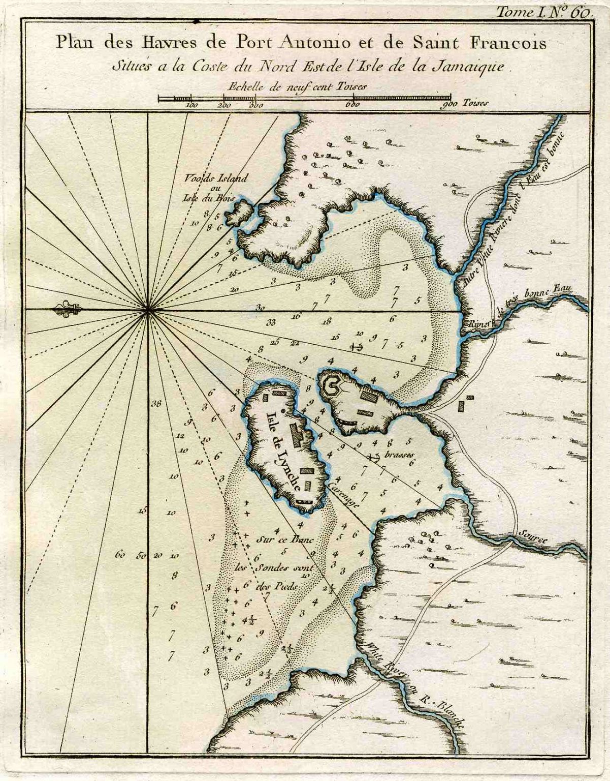 Bellin's map Plan des Havres de Port Antonio et Saint Francois 1764