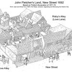 Drawing of John Fletcher's land, New Street 1692 by Oliver Cox