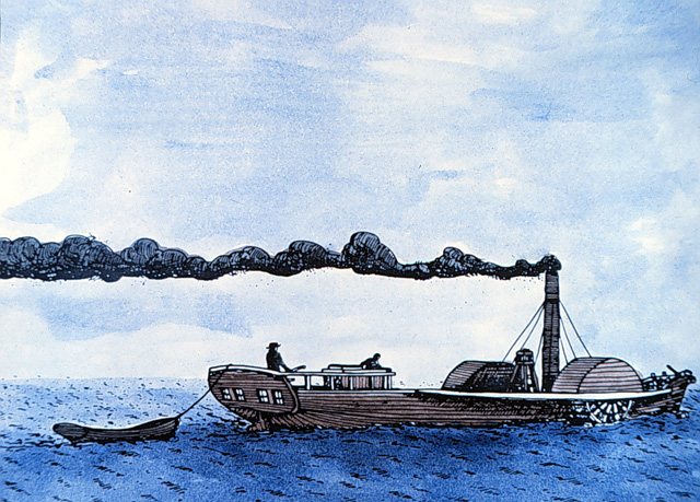 artist's rendering of what the possible steamer, Water Witch, looked like