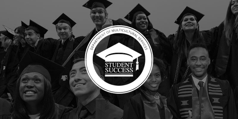 image of a graduation cap superimposed upon a photo of multicultural graduates