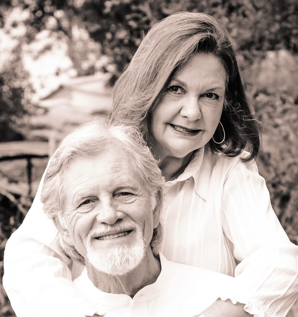 Drs. Linda '78 and Paul Parrish posed for a black-and-white picture