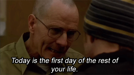 Gif of Walt telling Jessie it's the first day of the rest of his life
