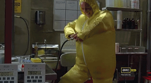 Gif of Jesse Pinkman dancing is his inflated onesie