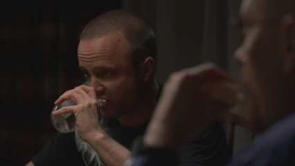 Gif of Jesse Pinkman drinking water
