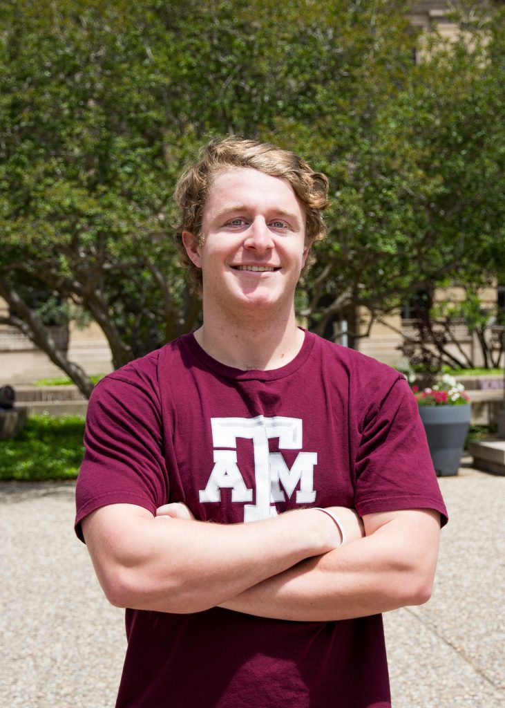Photo of Jack Milligan in Aggie shirt