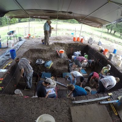 Photo of an excavation at the Debra L. Friedkin site in 2016.