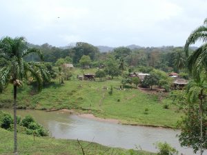 A village next to a river in Nicaragua