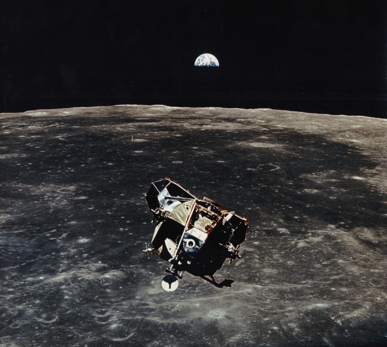Apollo 11 lunar module looking to earth. 