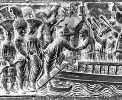 The Byzantine Emperor John VIII leaving Venice and returning to Constantinople. Rome, Saint Peter Basilica.