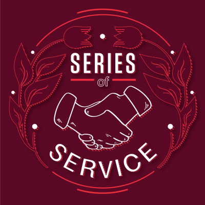 Series of Service graphic. Hands shaking to represent LADC and LAAC members working with the college.