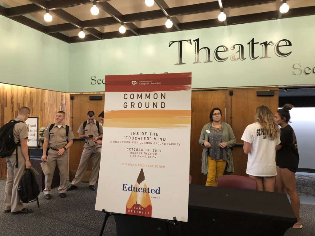 Common  Ground poster outside Rudder Theatre