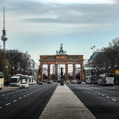 Berlin gate on city street
