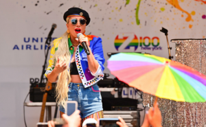 Lady Gaga performing a Pride anthem.
