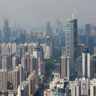 Commercial and residential buildings in the Luohu district of Shenzhen, China on Dec. 18, 2013.