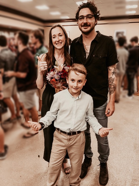 Caldwell, her son Kirby, and her fiancé Judson on her Caldwell's Aggie Ring Day.