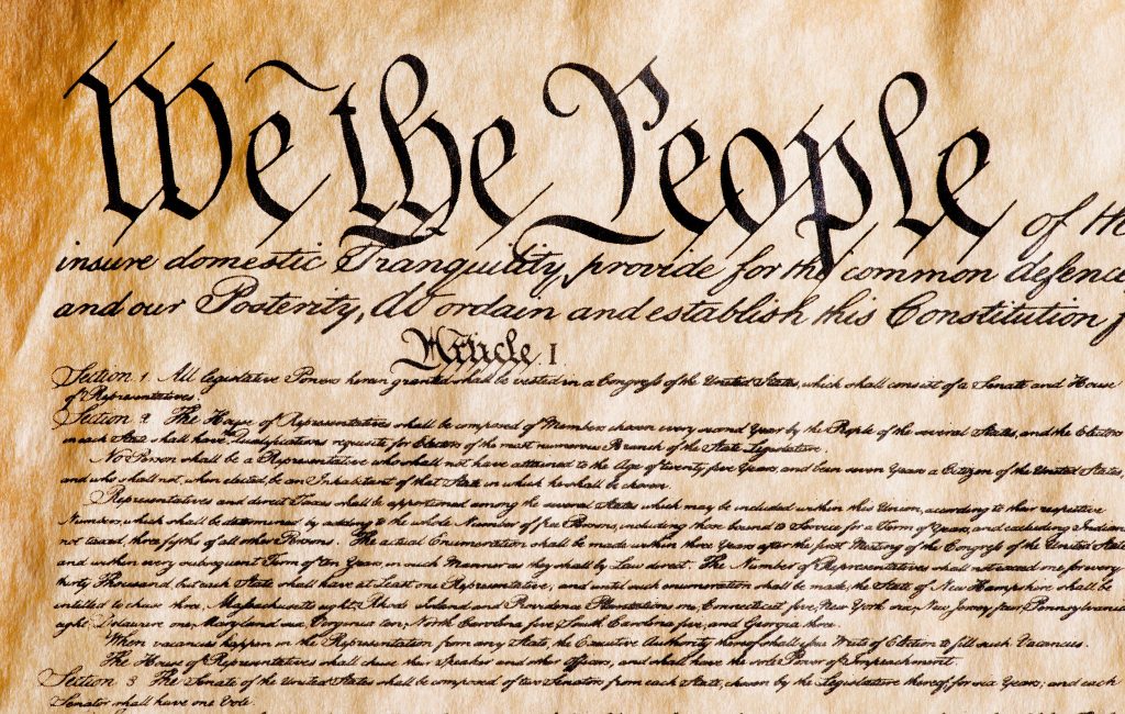 Photo of the preamble to the Constitution.
