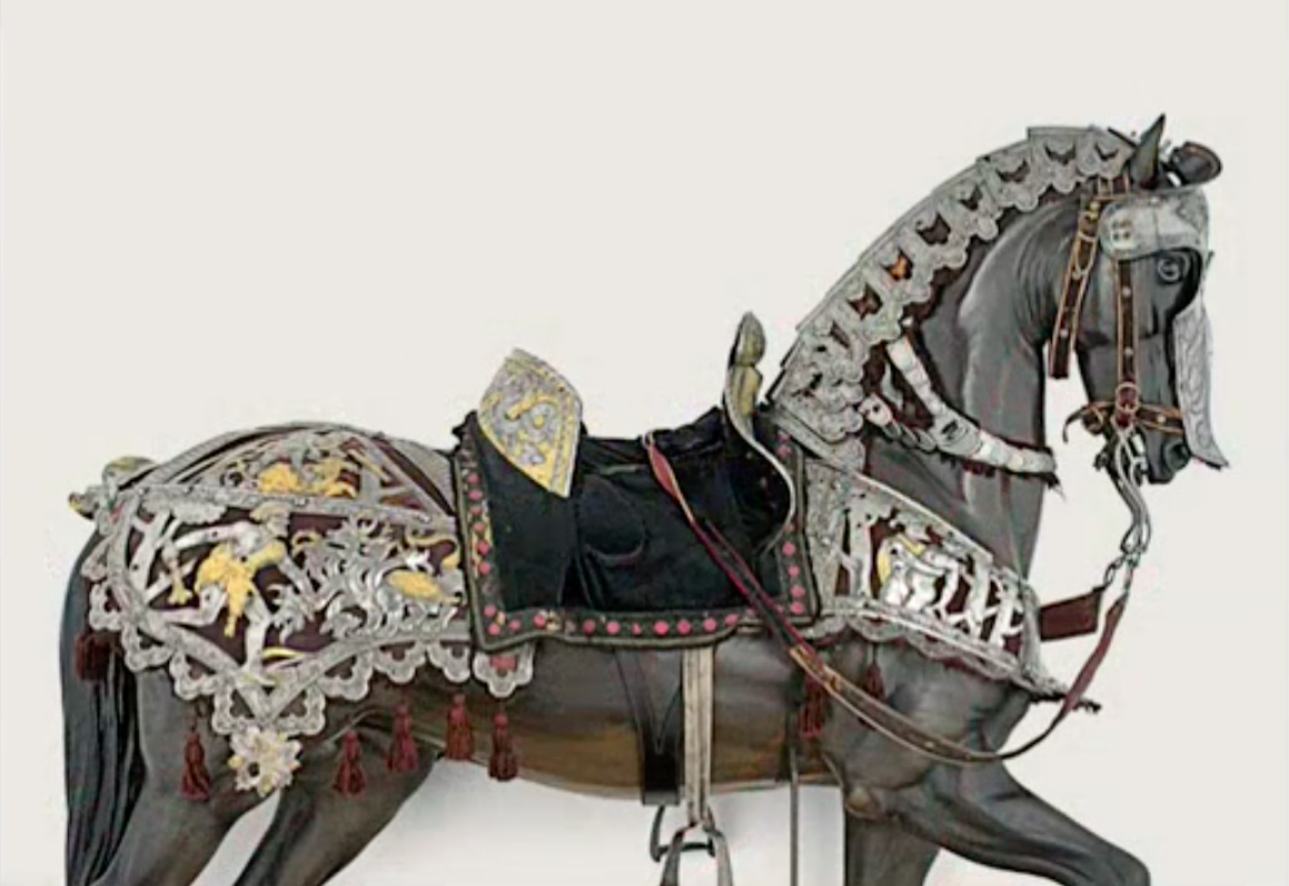 Armor on a horse in the Smithsonian's exhibition titled "Art of Power." 