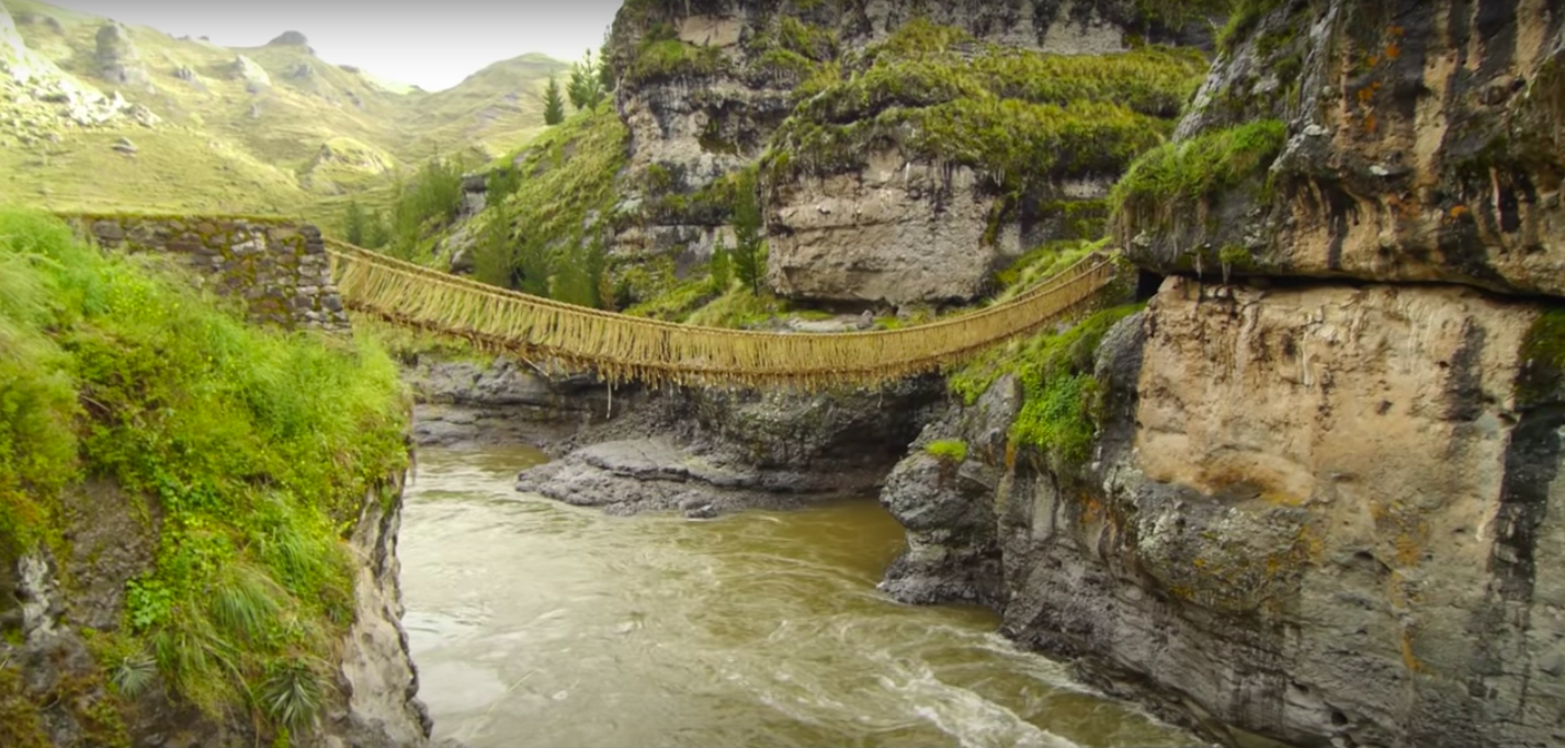 Bridge built using 500-year-old engineering techniques.
